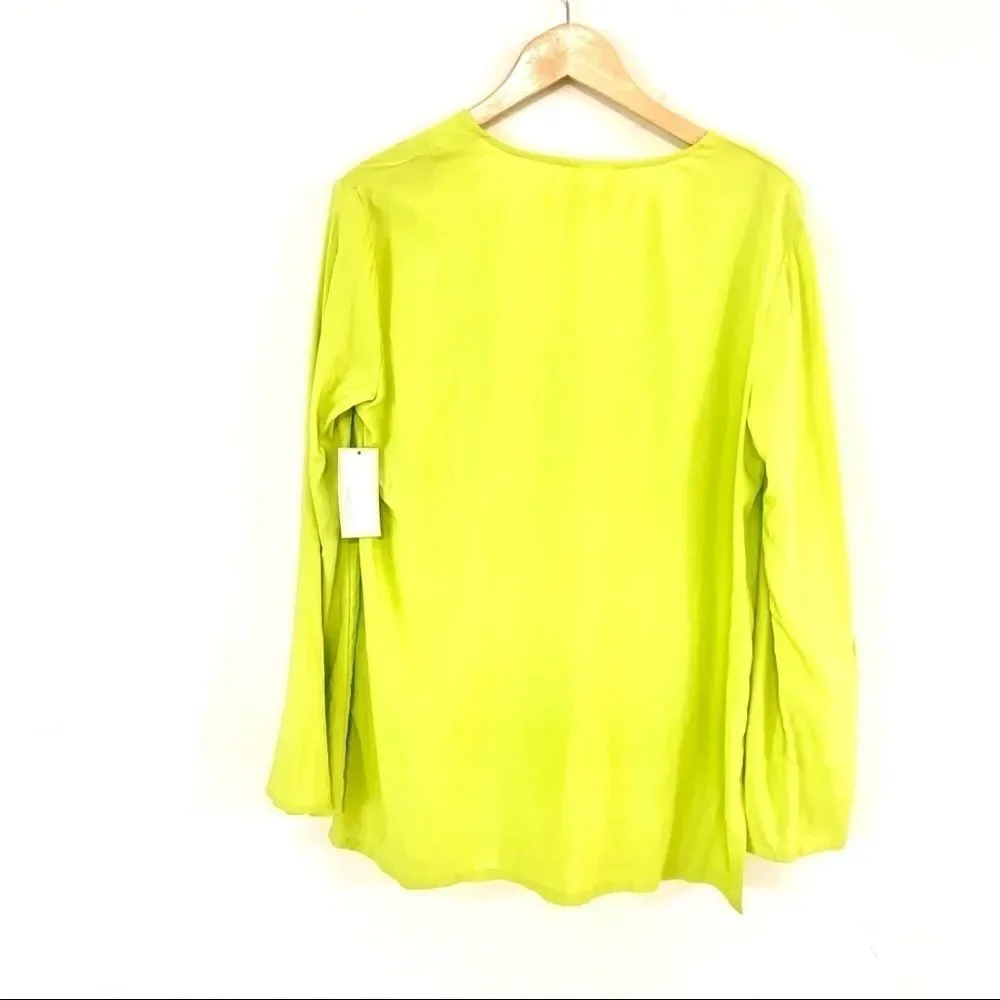 NWT MICHEAL KORS LIME GREEN ZIP FRONT TUNIC TOP